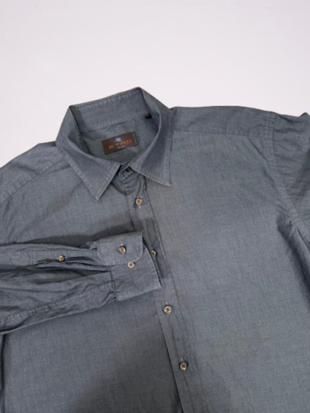 ETRO Milano Men's Cotton Button Down Shirt Long Sleeve Sz43/US XL Dark Grey